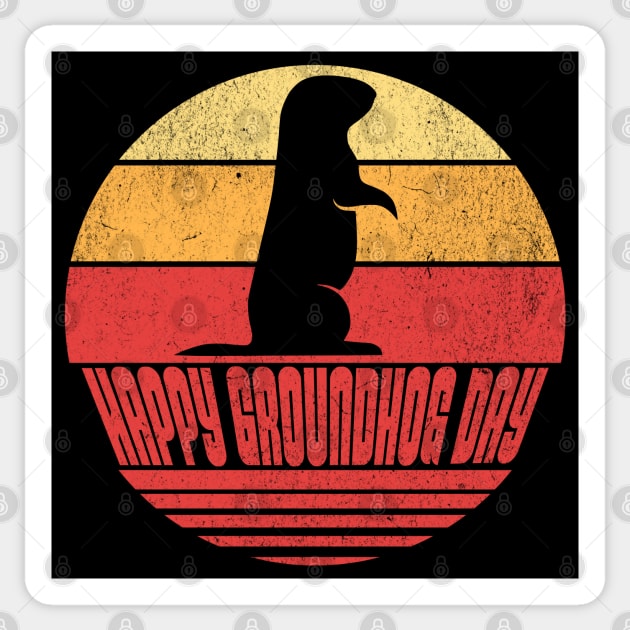 Retro Sunset Groundhog Day Sticker by HolidayBug